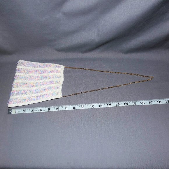 Vintage White Beaded Crochet Pouch Purse Bag Wedding Evening Bag Hand Crafted - Picture 6 of 7